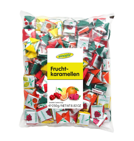 Woogie Fruchtkaramellen 250g Produktansicht und Detailansicht – Produktansicht