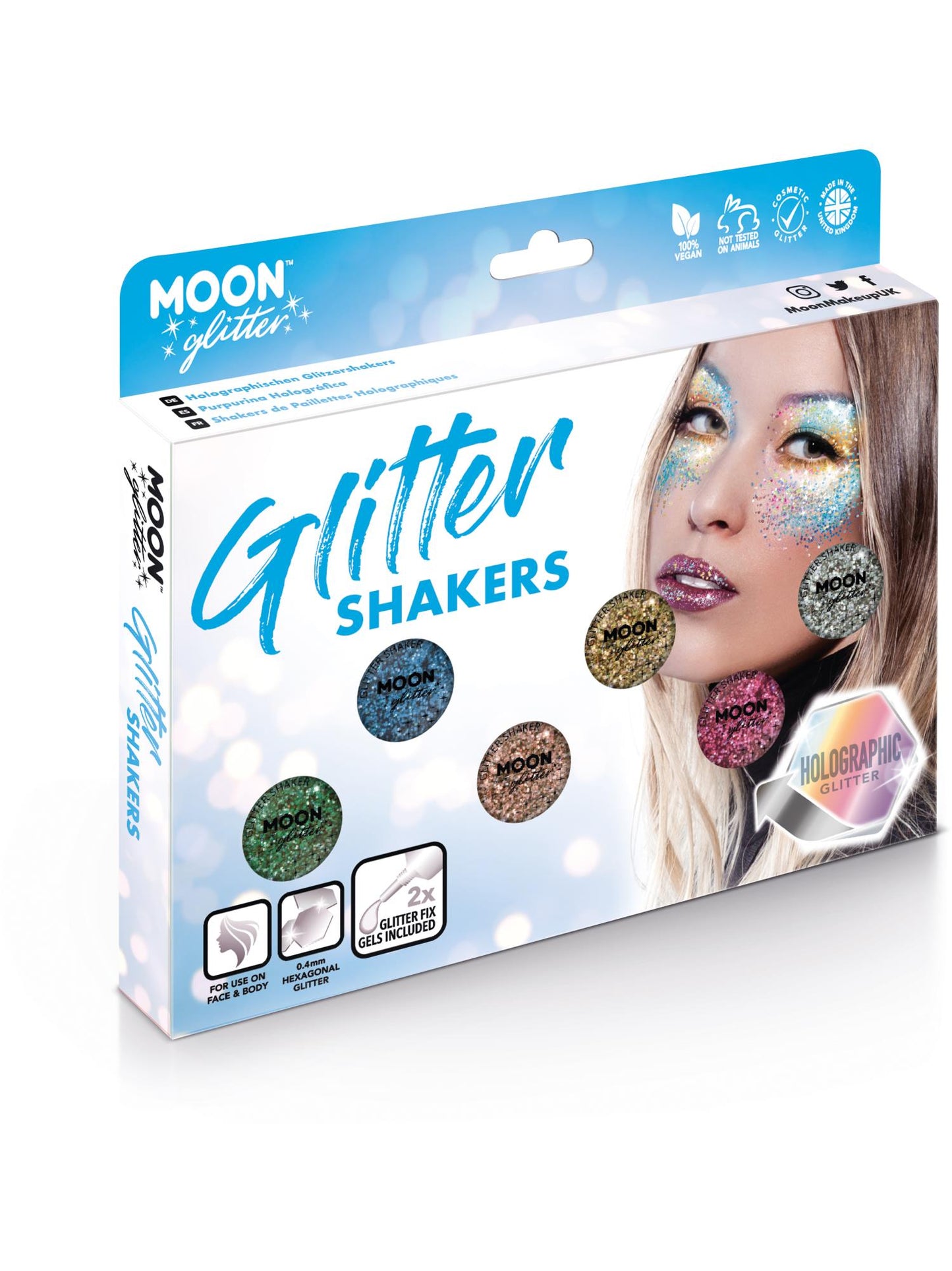 Smiffys Moon Glitter Holographic Glitter Shakers, Assorted CD für Unisex