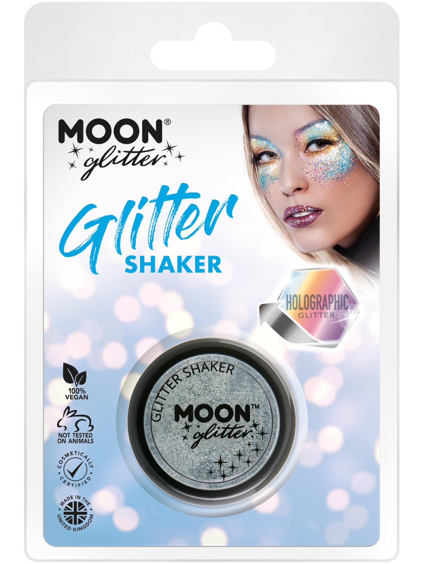 Smiffys Moon Glitter Holographic Glitter Shakers, Silver CD für Unisex