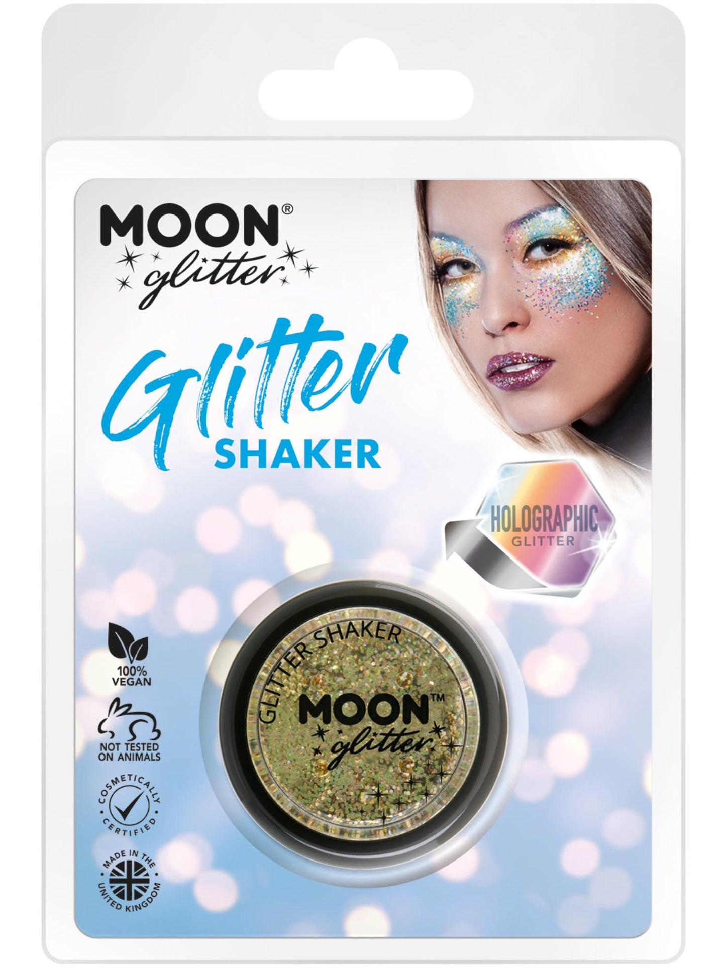 Smiffys Moon Glitter Holographic Glitter Shakers, Gold CD für Unisex