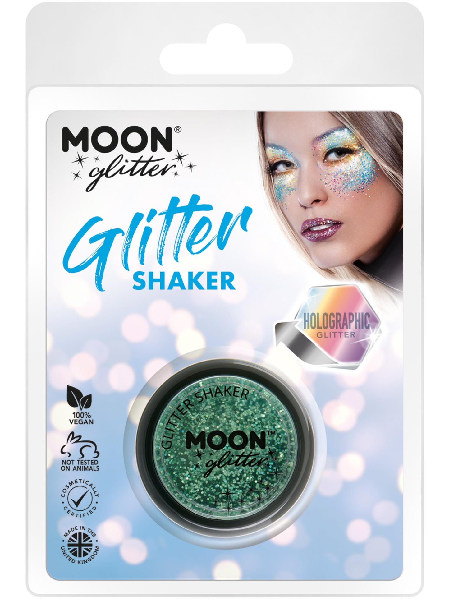 Smiffys Moon Glitter Holographic Glitter Shakers, Green CD für Unisex