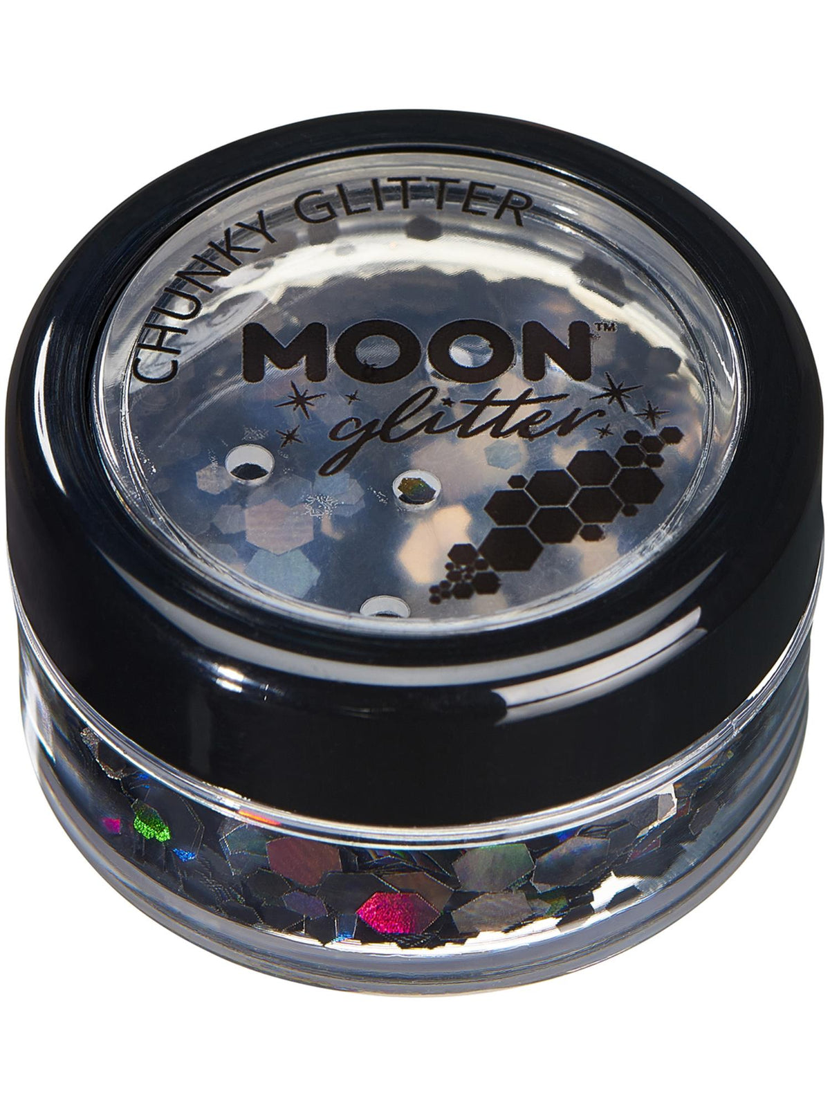 Smiffys Moon Glitter Holographic Chunky Glitter Black 3 g