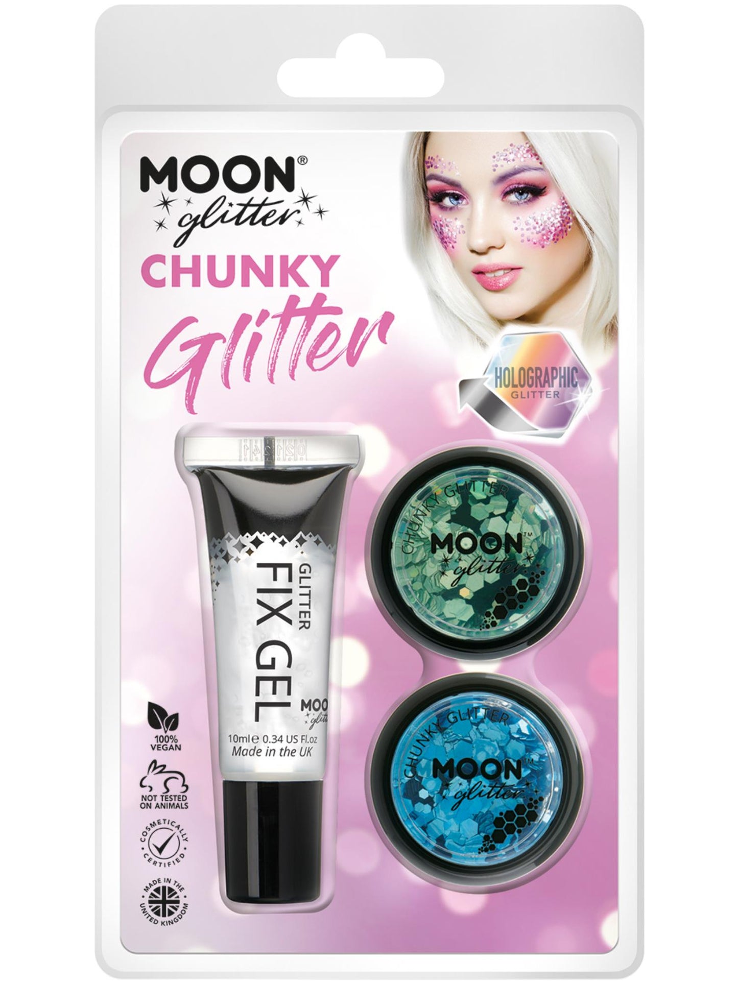 Smiffys Moon Glitter Holographic Chunky Glitter, CD für Unisex