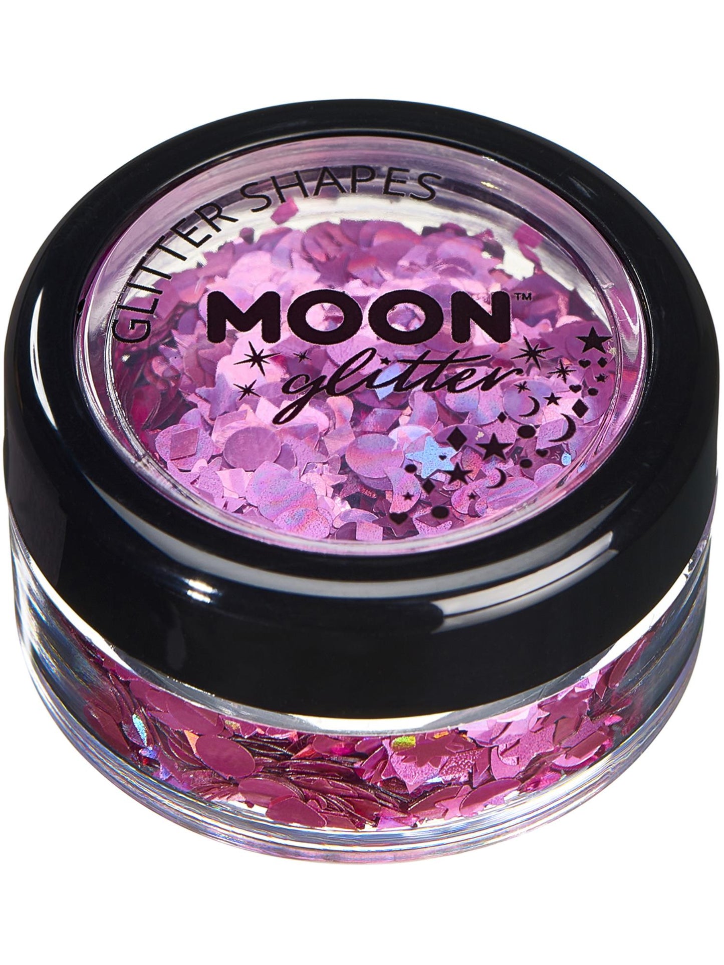 Smiffys Moon Glitter Holographic Glitter Shapes, Pink CD für Unisex