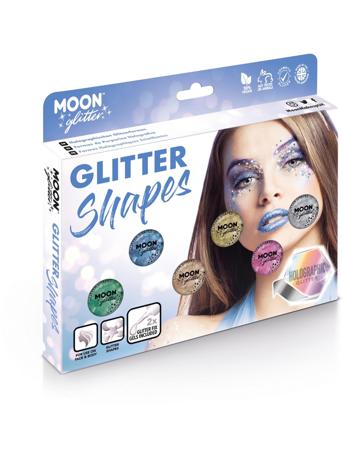 Smiffys Moon Glitter Holographic Glitter Shapes, Assorted CD für Unisex