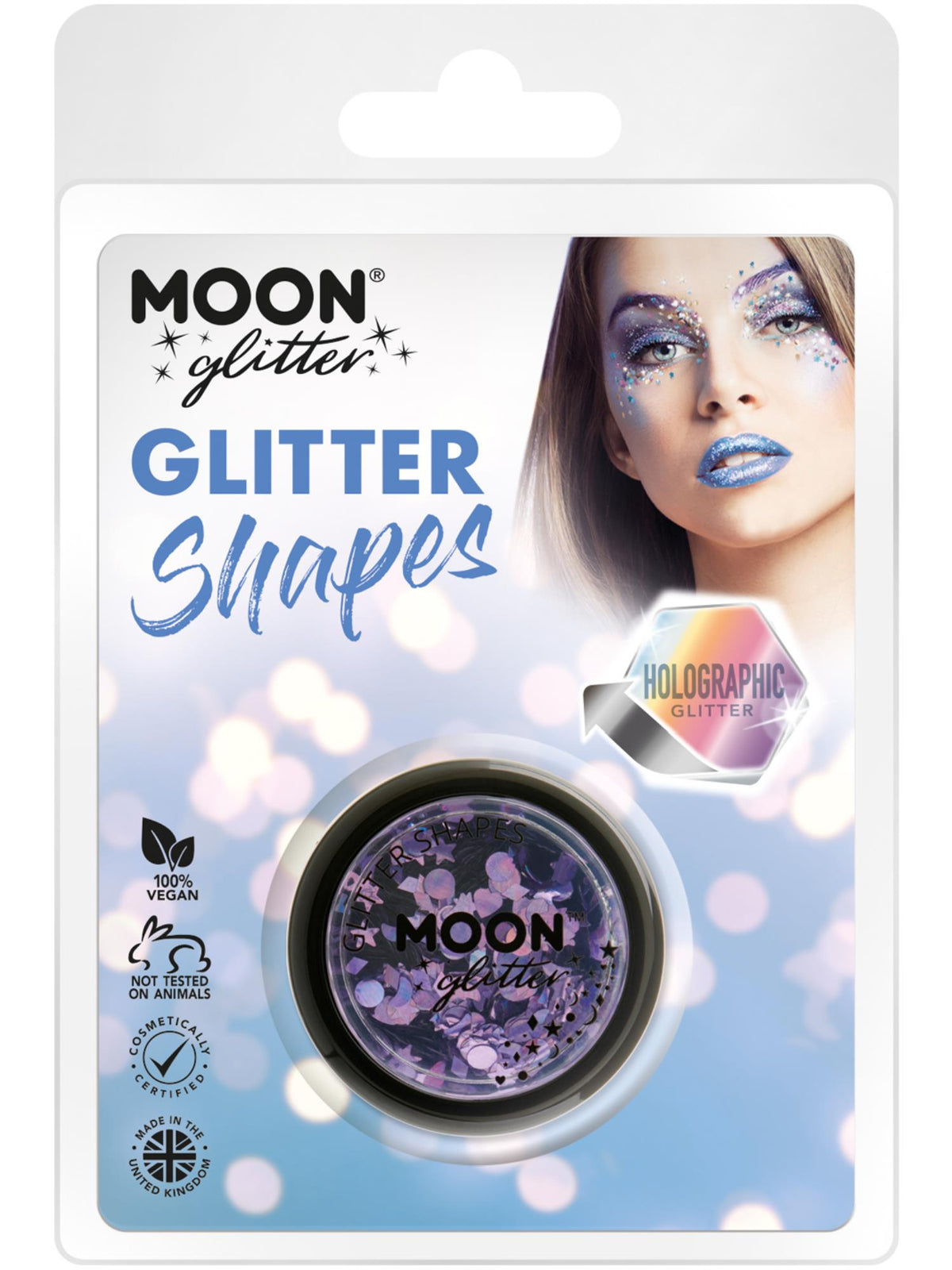 Smiffys Moon Glitter Holographic Glitter Shapes, Purple CD für Unisex