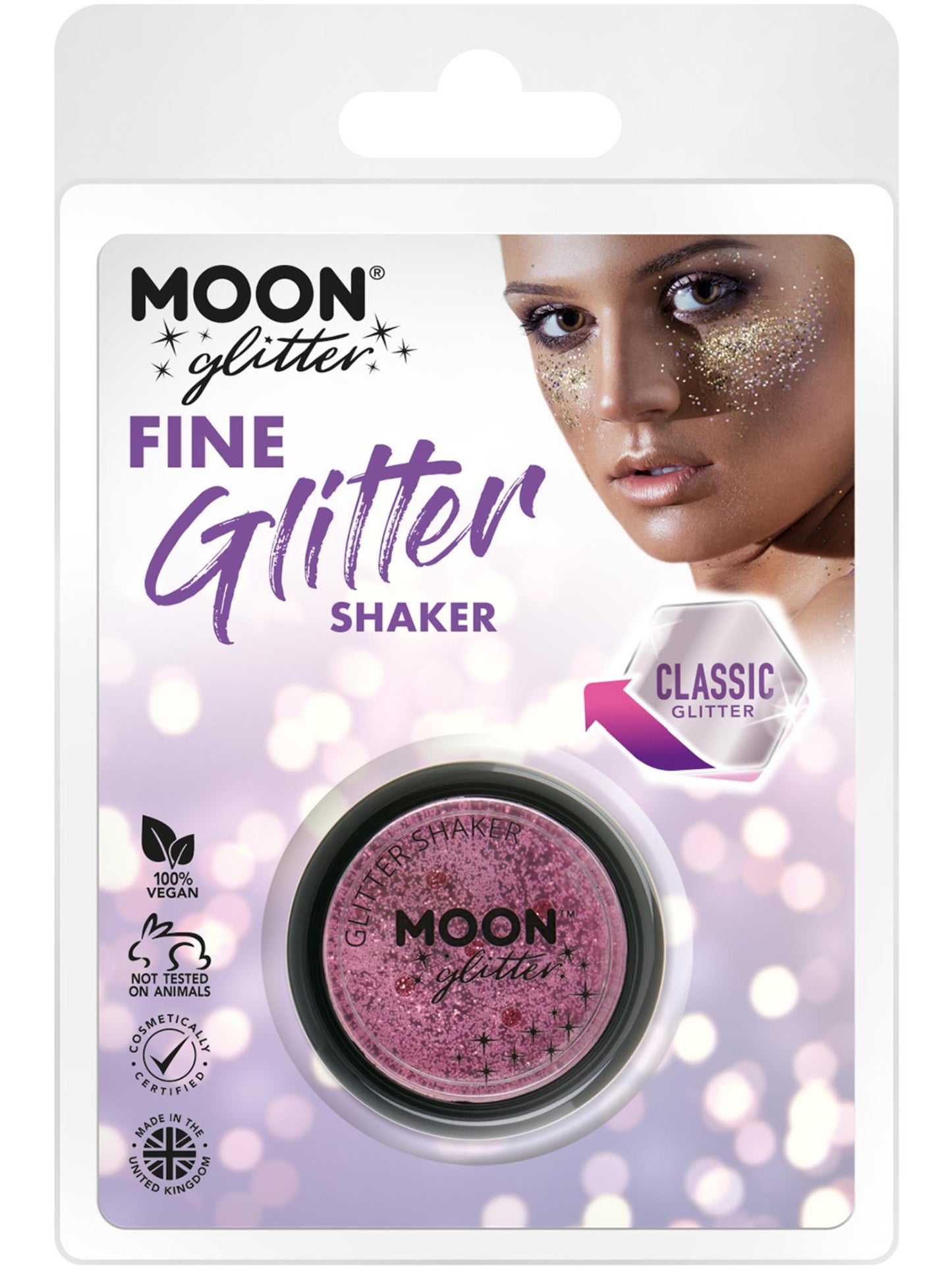 Smiffys Moon Glitter Classic Fine Glitter Shakers Pink 5 g