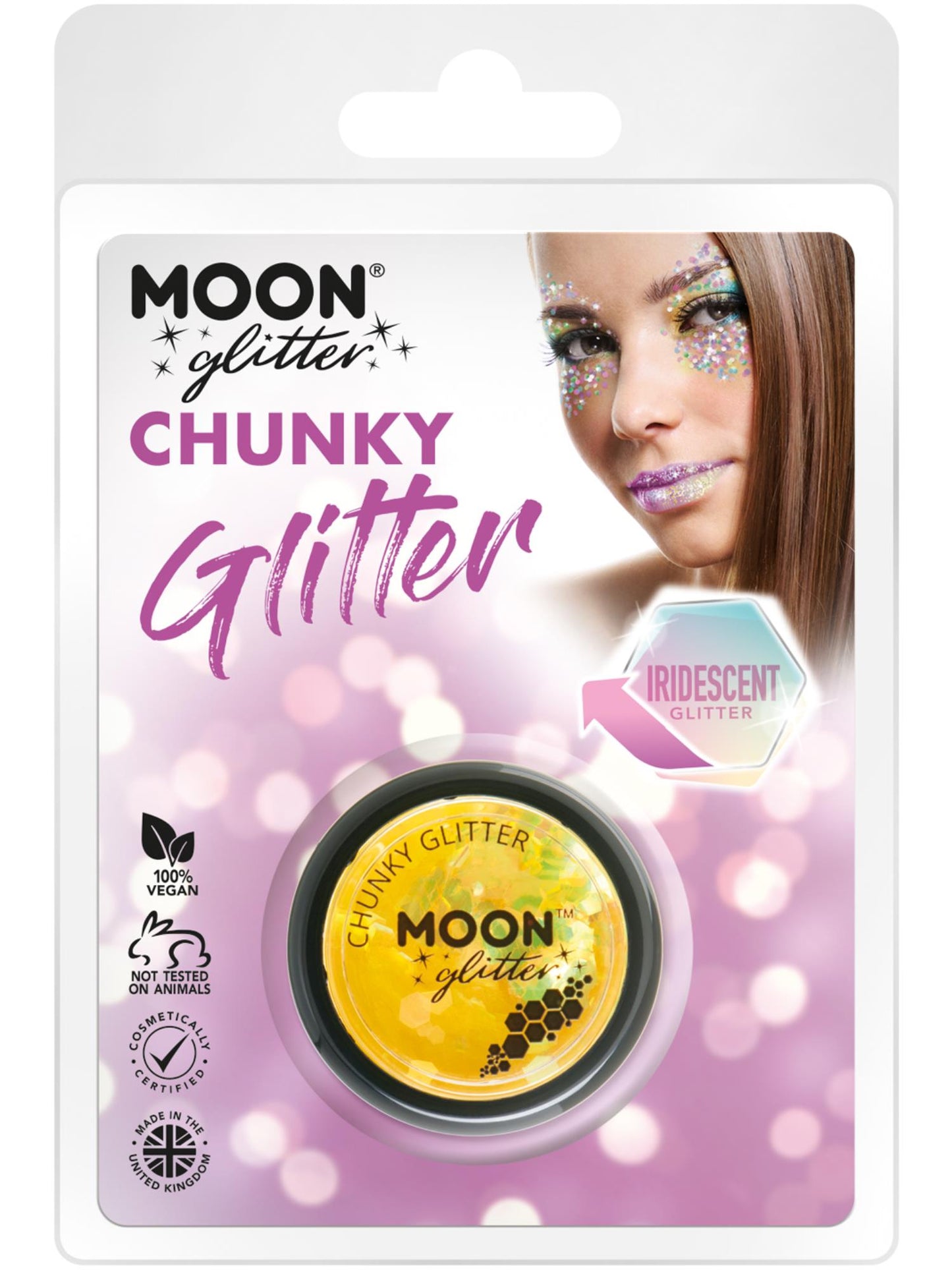 Smiffys Moon Glitter Iridescent Chunky Glitter, Yellow CD für Unisex