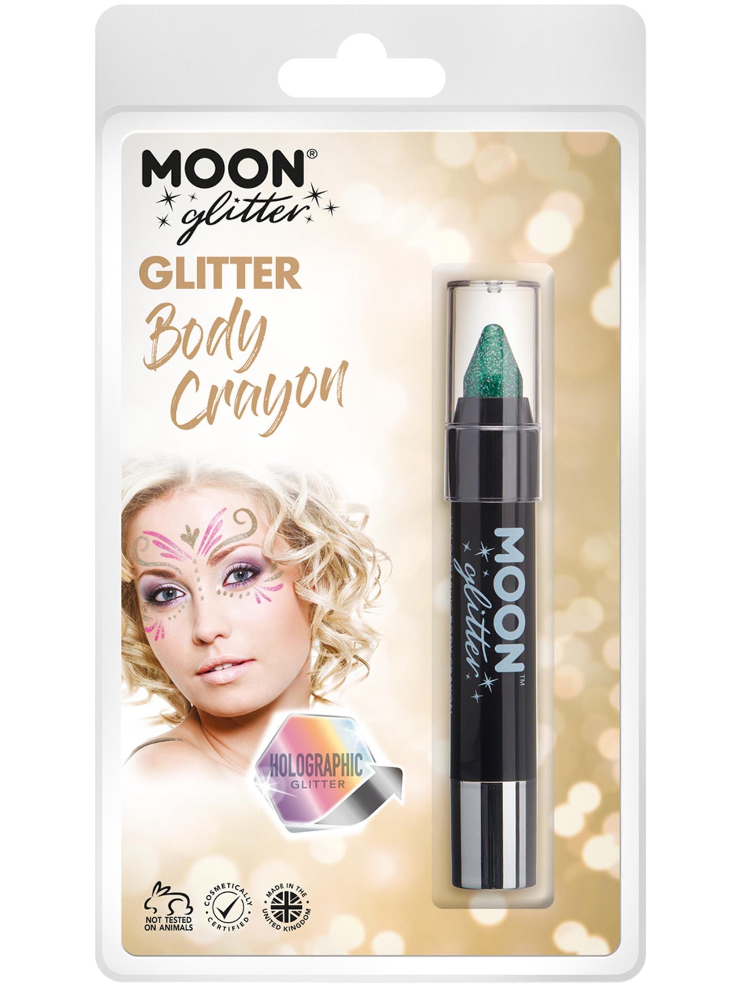 Smiffys Moon Glitter Holographic Body Crayons, Green CD für Unisex