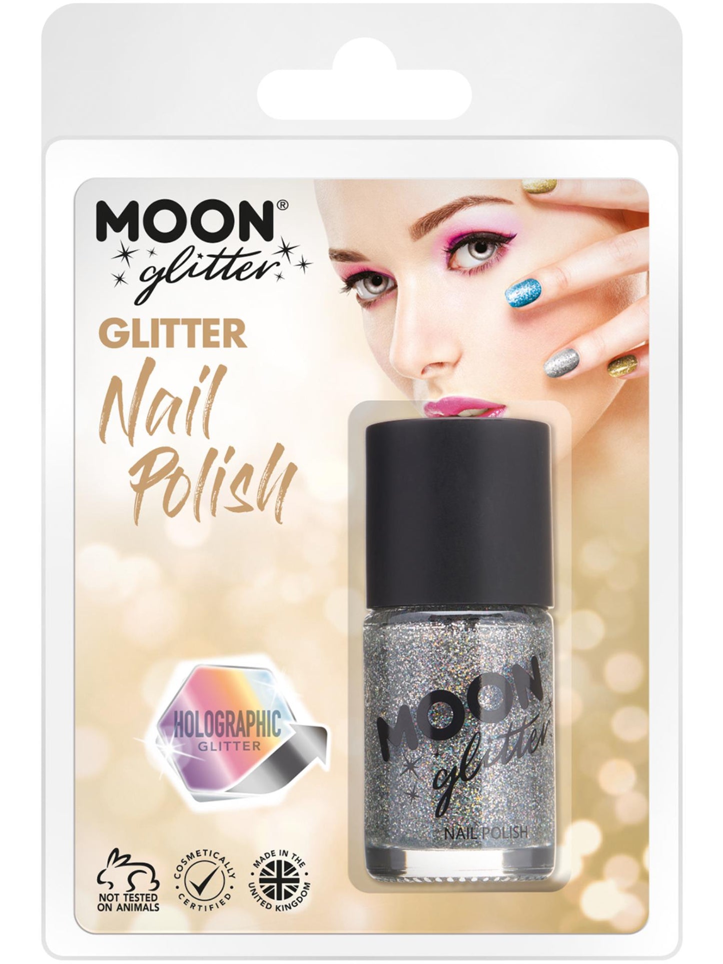 Smiffys Moon Glitter Holographic Nail Polish, Silver CD für Unisex