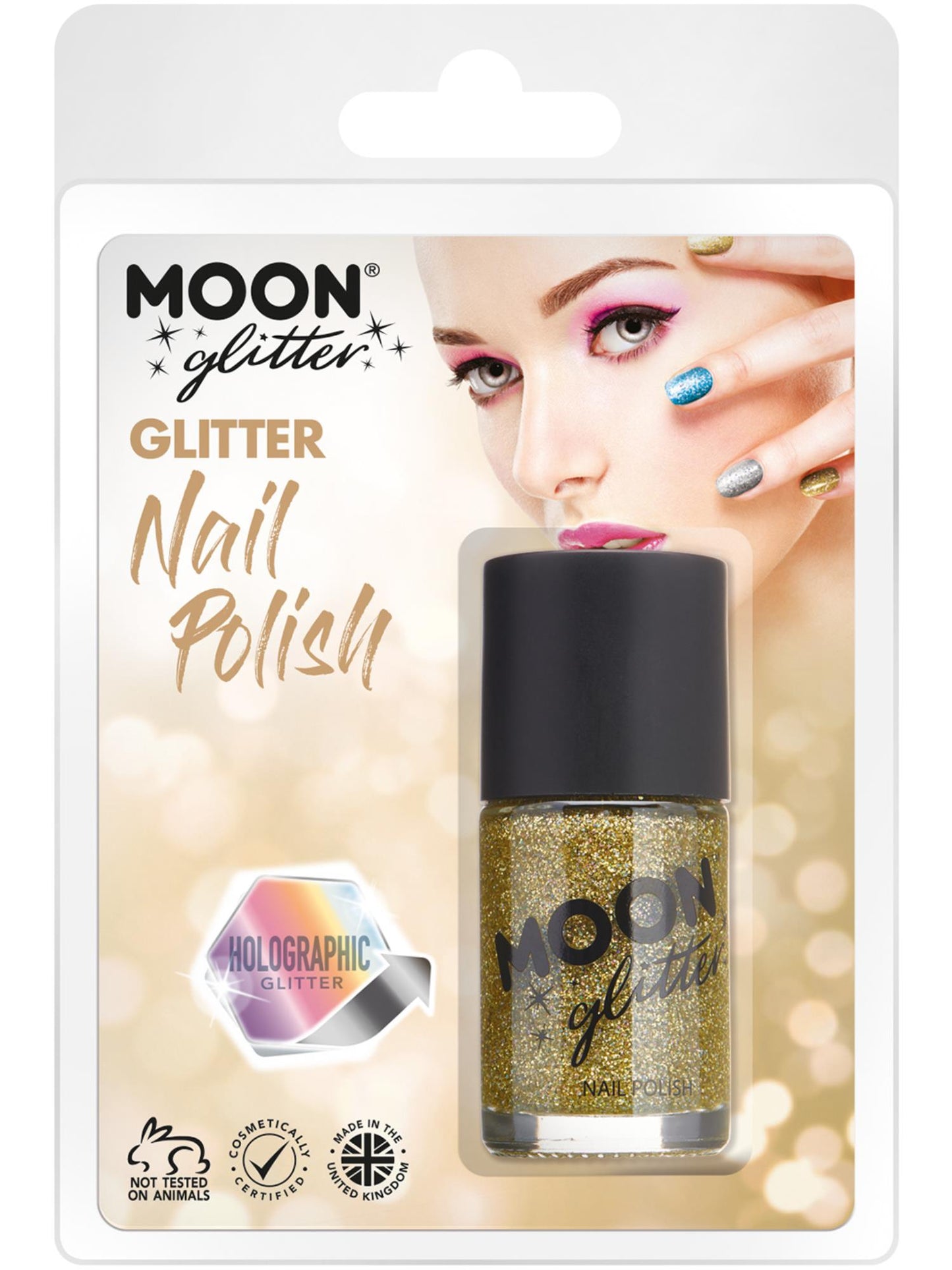 Smiffys Moon Glitter Holographic Nail Polish, Gold CD für Unisex