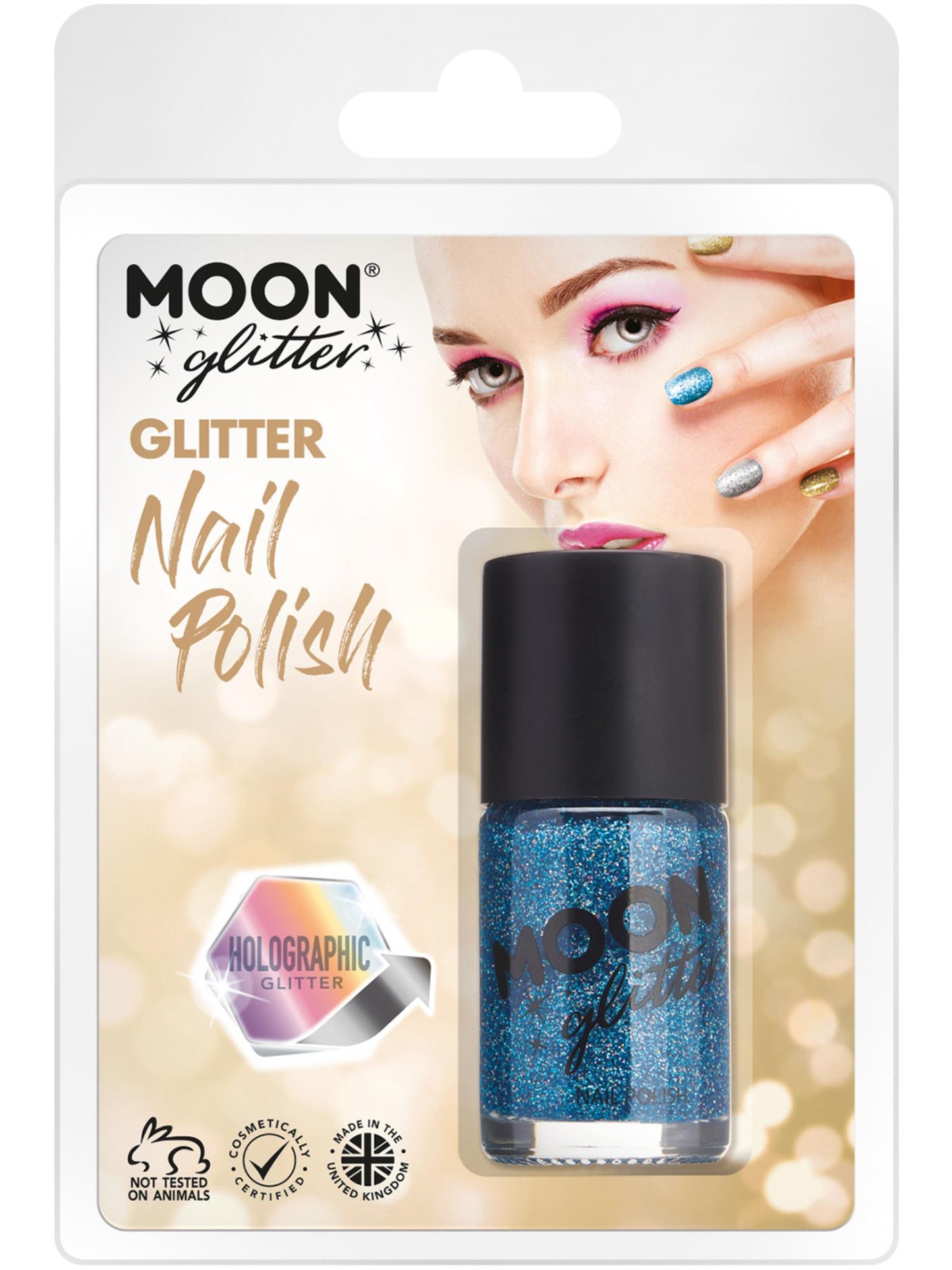 Smiffys Moon Glitter Holographic Nail Polish, Blue CD für Unisex