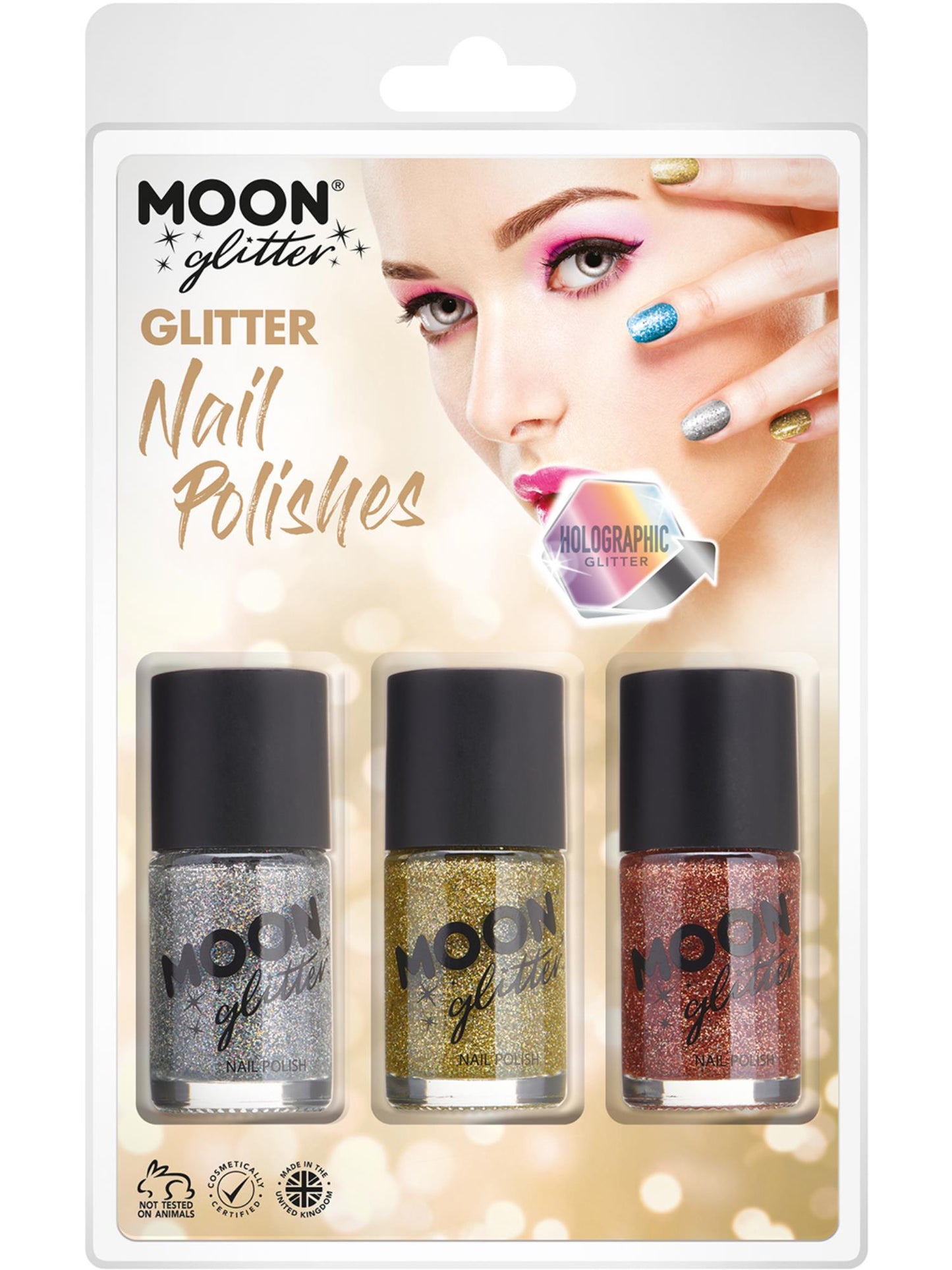 Smiffys Moon Glitter Holographic Nail Polish, CD für Unisex