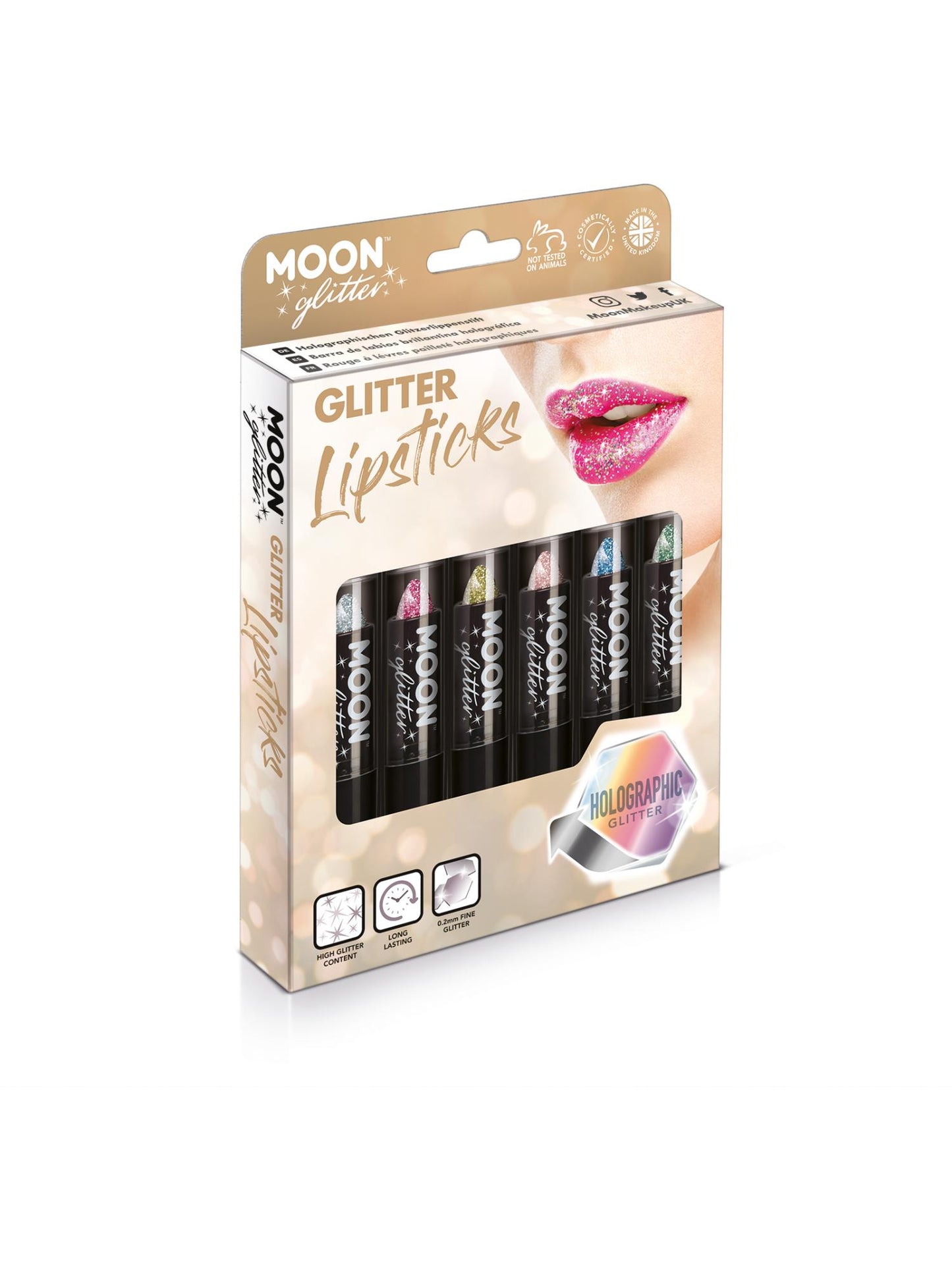 Smiffys Moon Glitter Holographic Glitter Lipstick,Assorted CD für Unisex