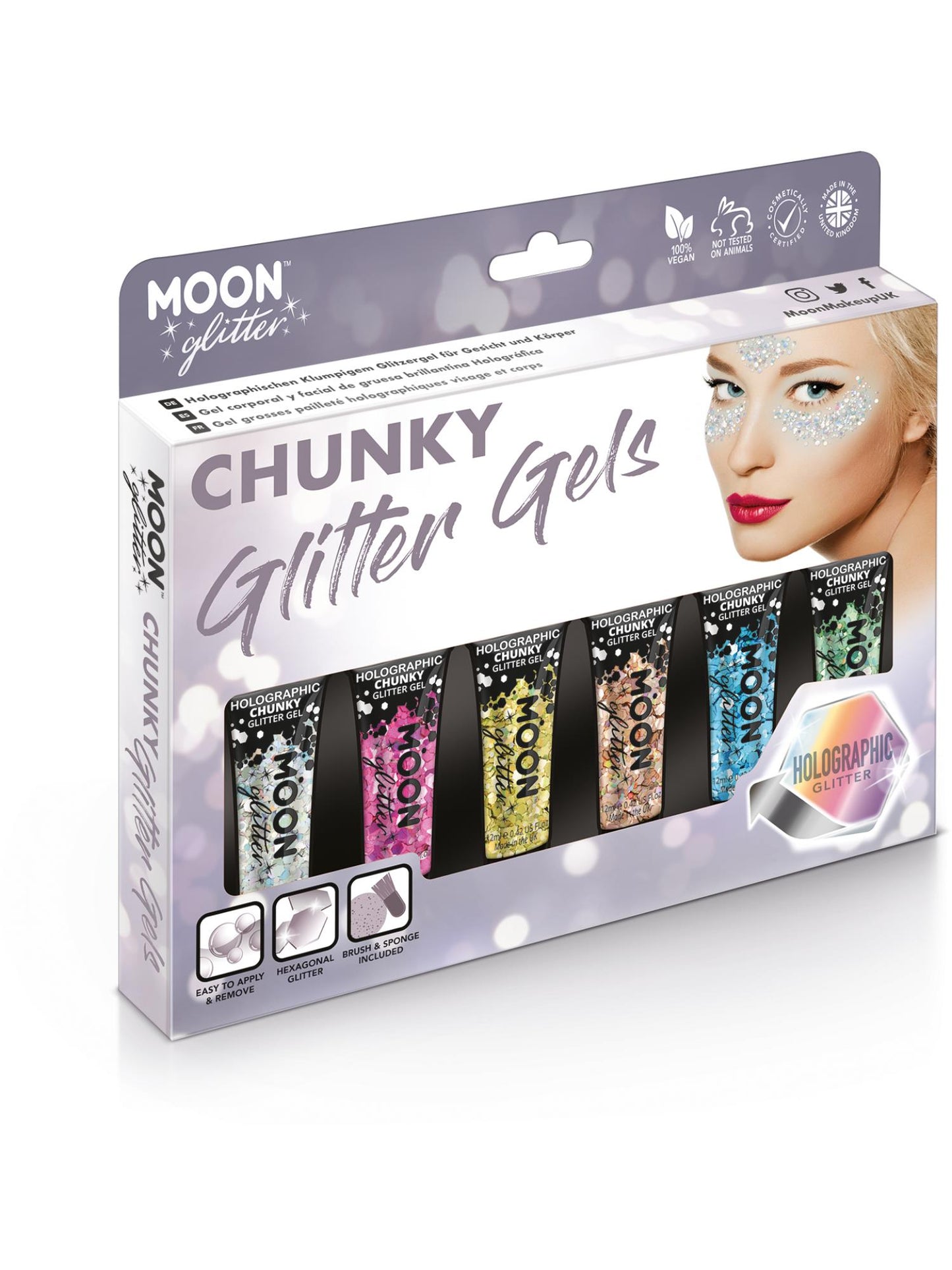 Smiffys Moon Glitter Holographic Chunky Glitter Gel CD für Unisex