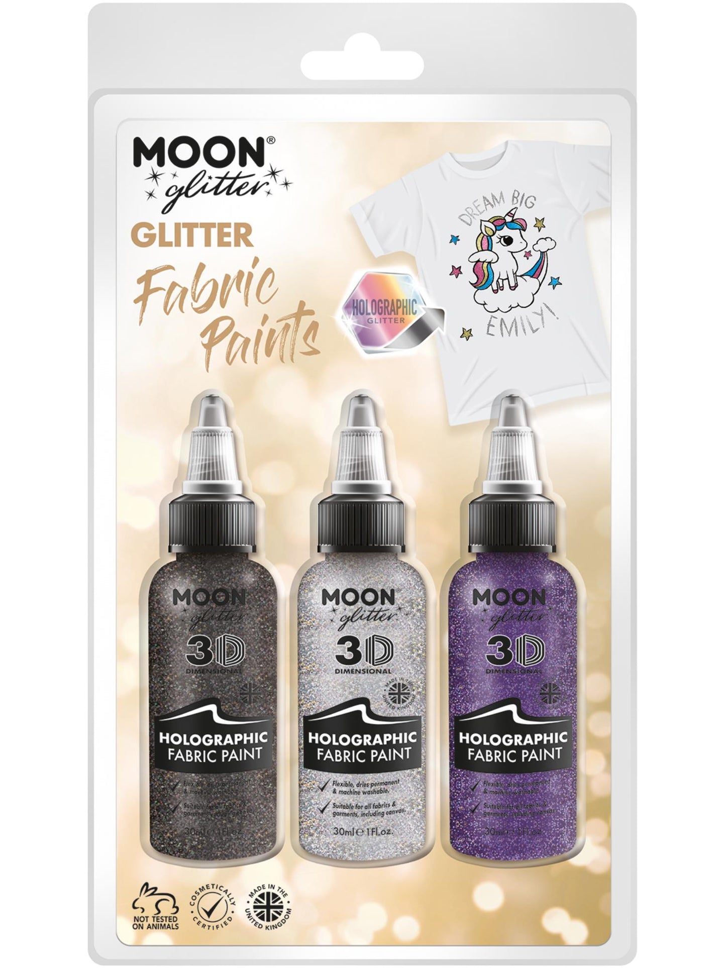 Smiffys Moon Glitter Holographic Glitter Fabric Paint, CD für Unisex