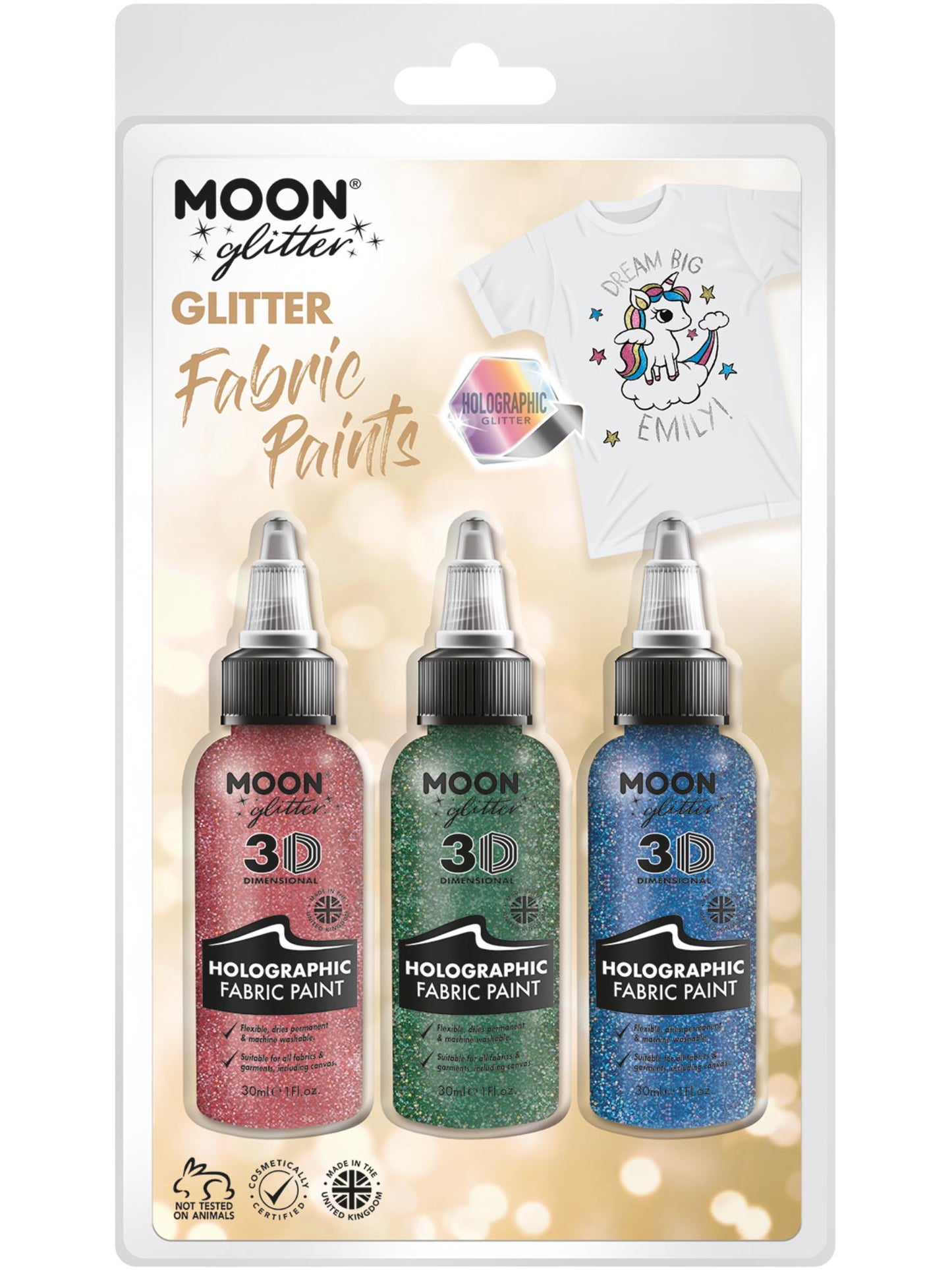 Smiffys Moon Glitter Holographic Glitter Fabric Paint, CD für Unisex