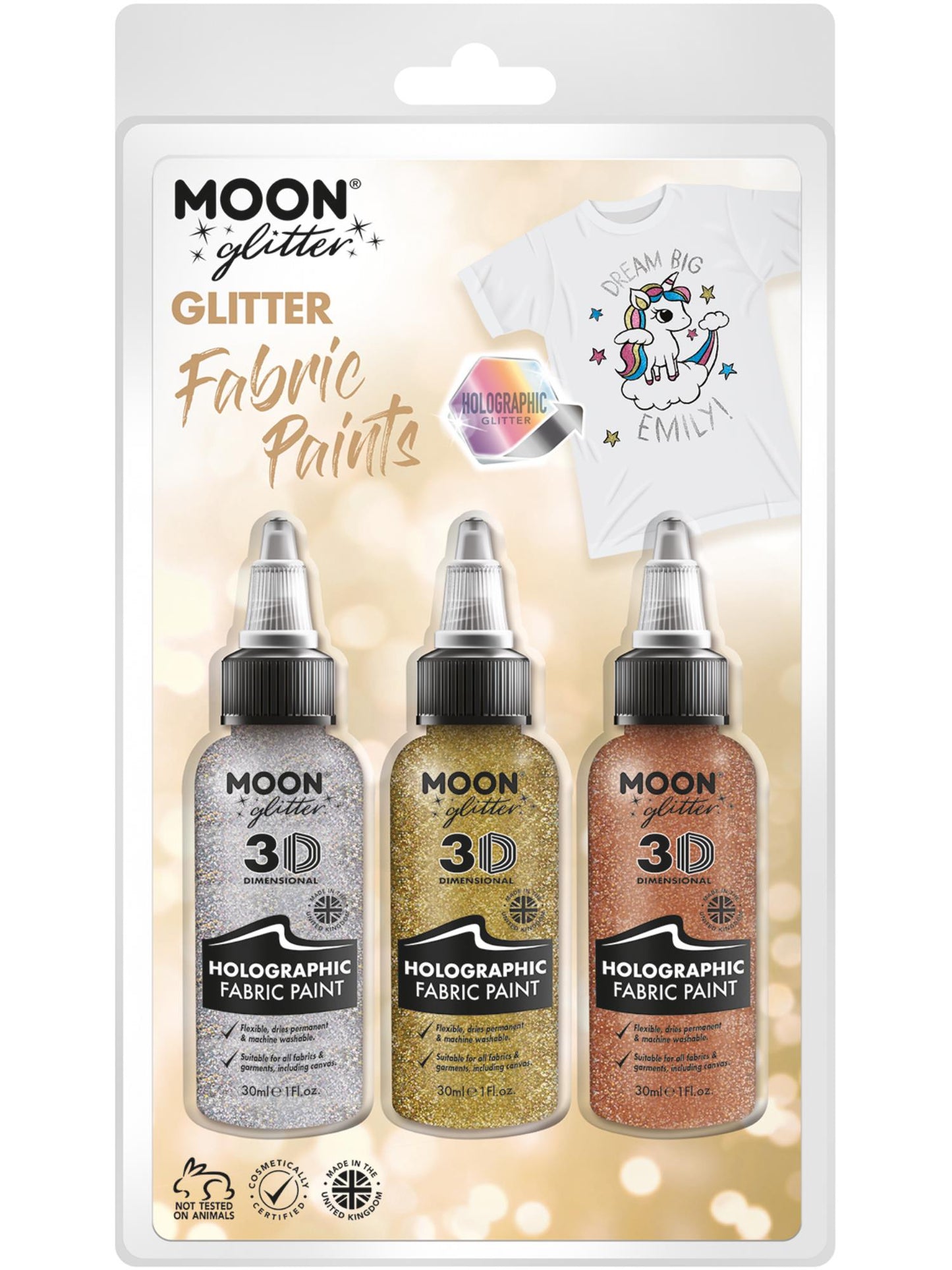 Smiffys Moon Glitter Holographic Glitter Fabric Paint, CD für Unisex
