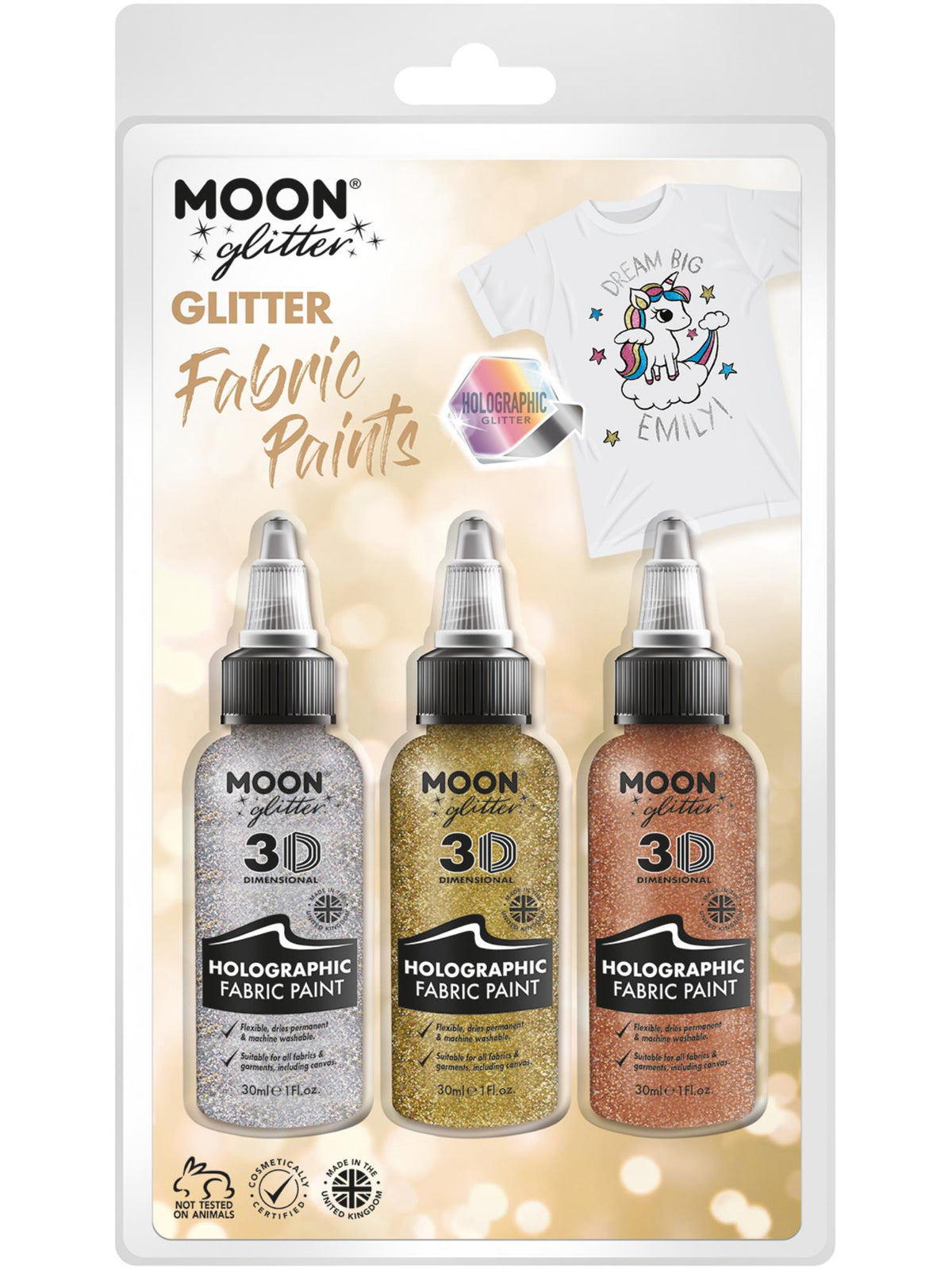 Smiffys Moon Glitter Holographic Glitter Fabric Paint, CD für Unisex