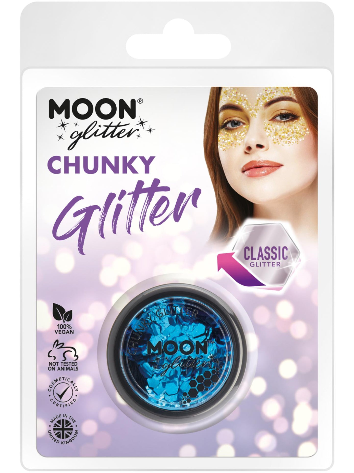 Smiffys Moon Glitter Classic Chunky Glitter Blue, 3 g