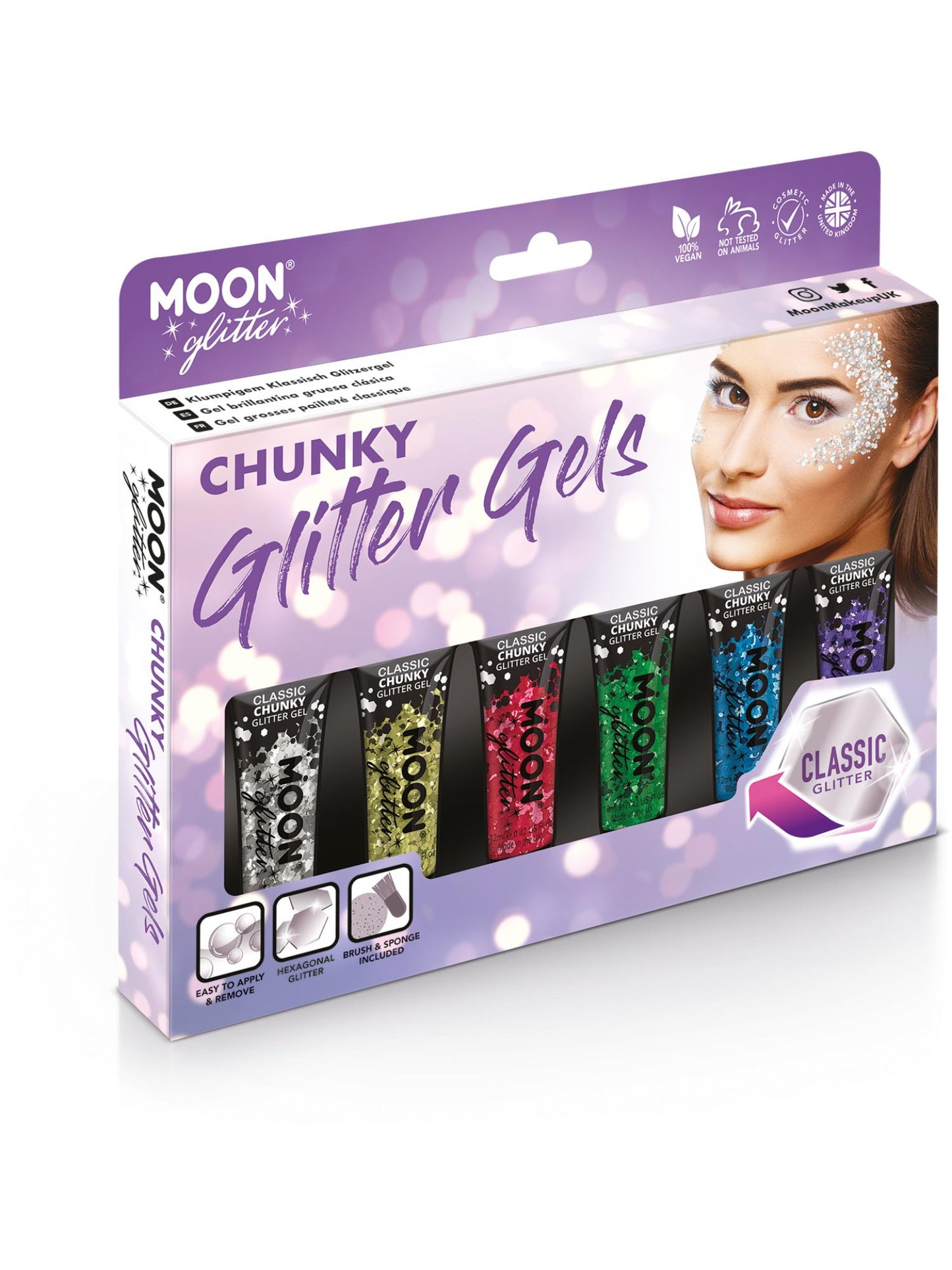 Smiffys Moon Glitter Classic Chunky Glitter Gel Assorted 12 ml