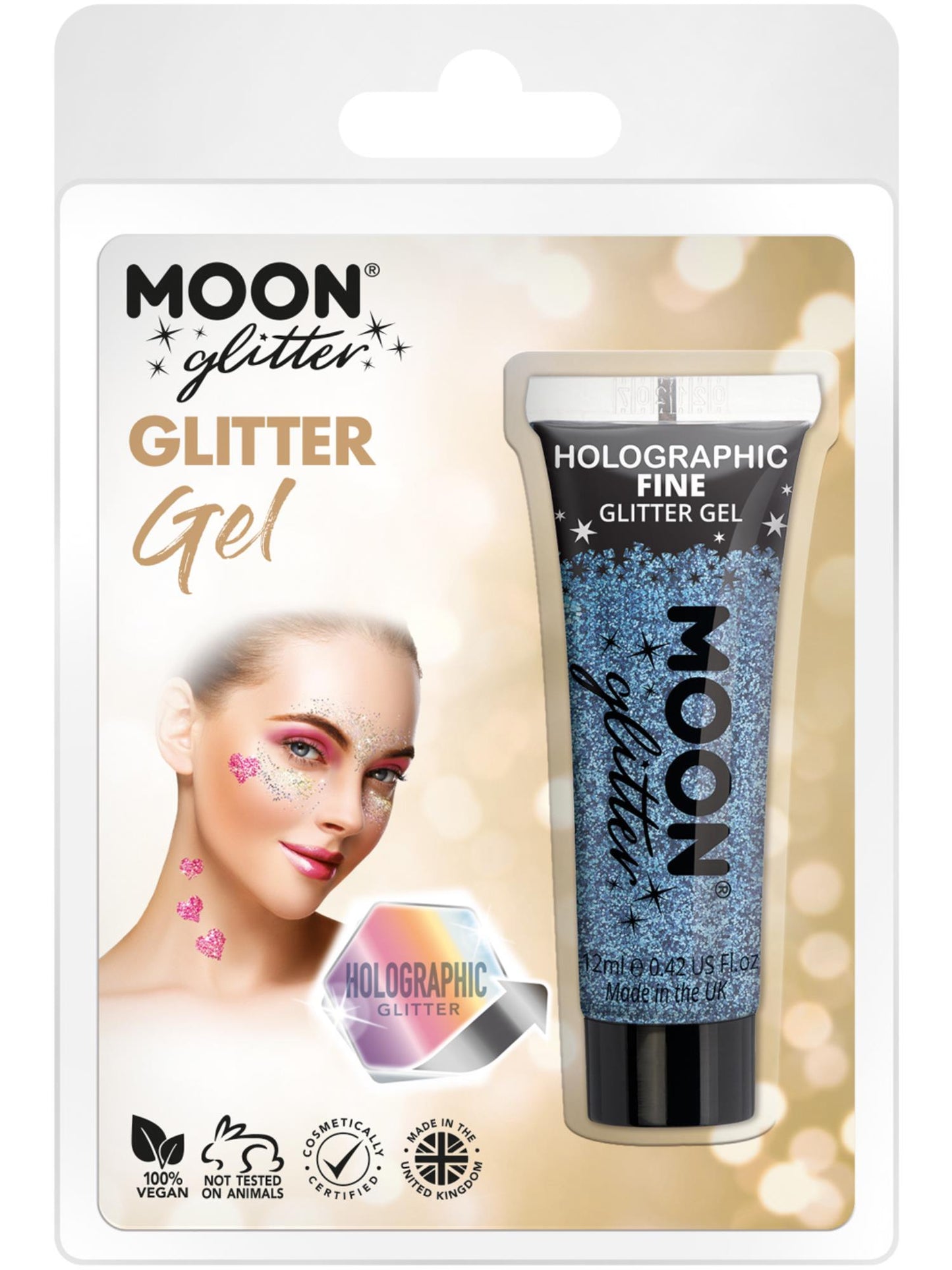 Smiffys Moon Glitter Holographic Fine Glitter Gel, Blue CD für Unisex