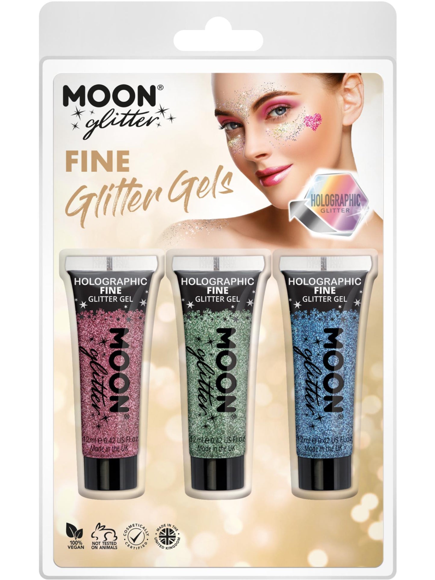 Smiffys Moon Glitter Holographic Fine Glitter Gel, CD für Unisex