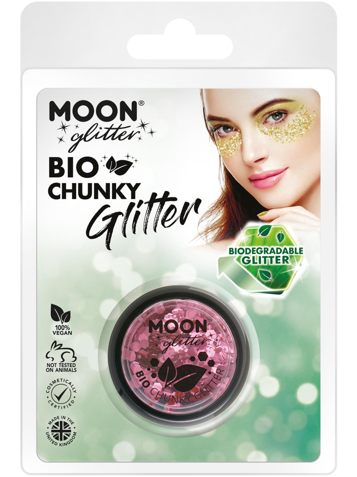 Smiffys Moon Glitter Bio Chunky Glitter, Pink CD für Unisex