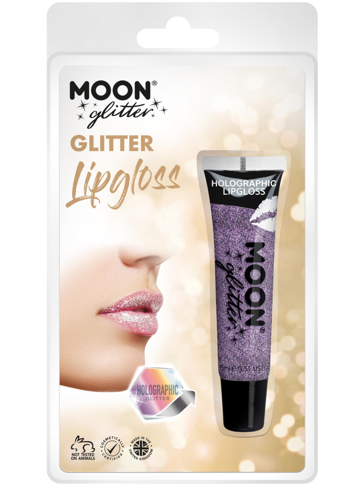 Smiffys Moon Glitter Holographic Glitter Lipgloss, Purple CD für Unisex