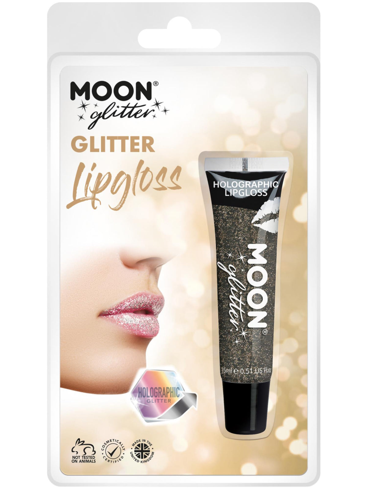 Smiffys Moon Glitter Holographic Glitter Lipgloss, Black CD für Unisex