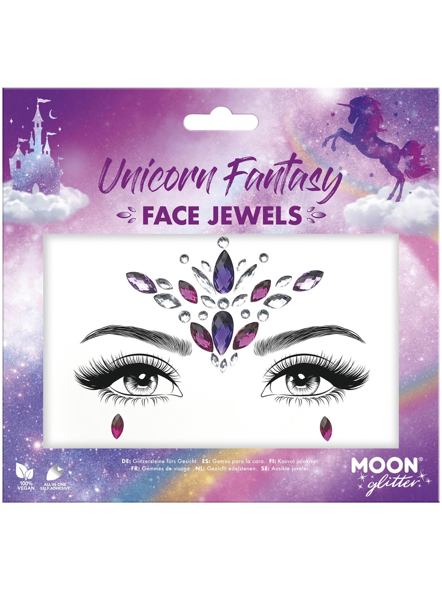 Smiffys Moon Glitter Face Jewels, Unicorn Fantasy CD für Unisex