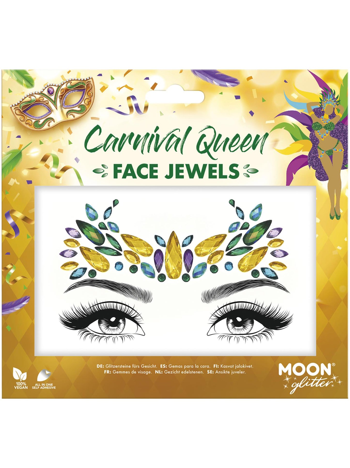 Smiffys Moon Glitter Face Jewels, Carnival Queen CD für Unisex
