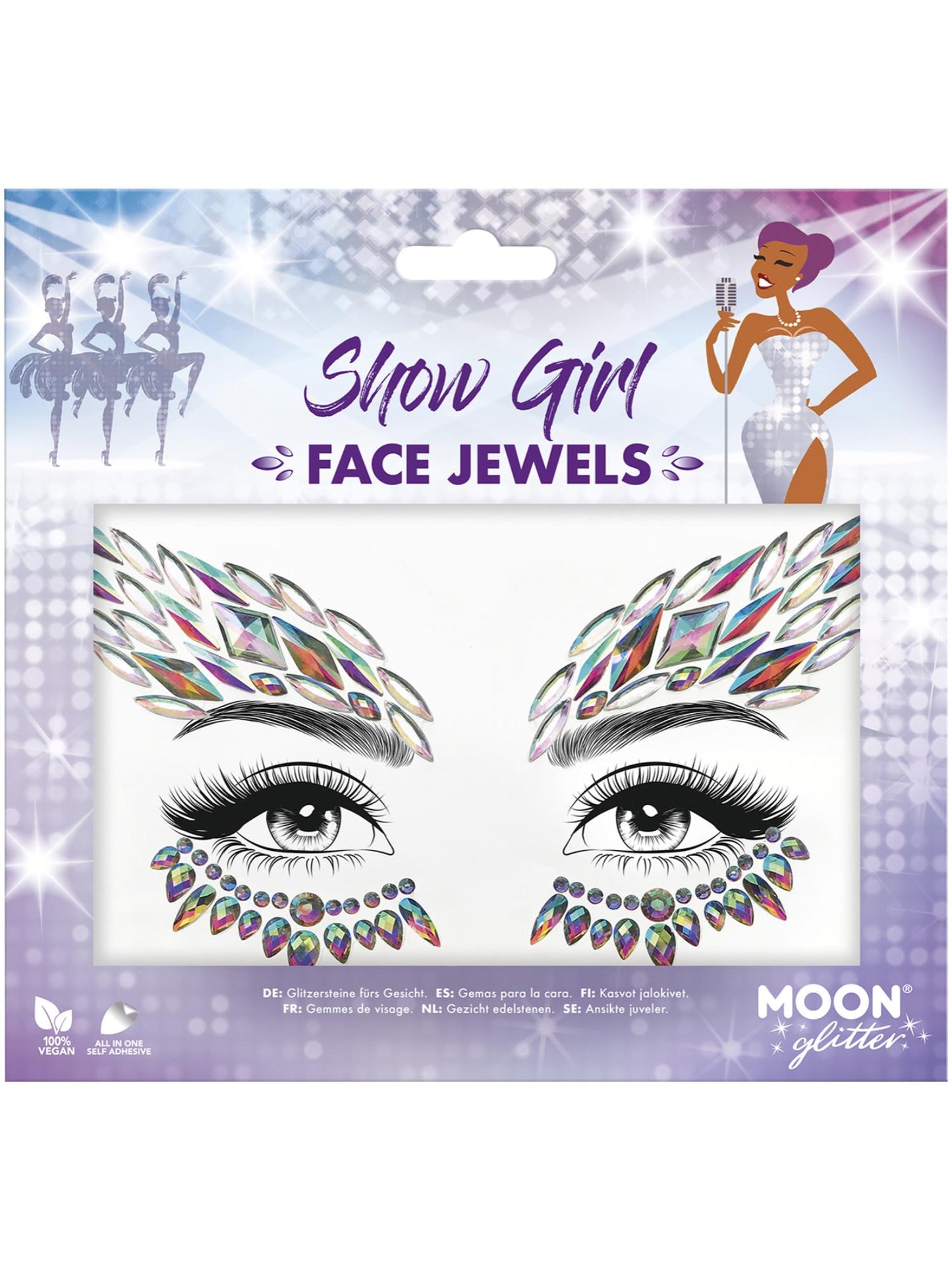 Smiffys Moon Glitter Face Jewels, Show Girl CD für Unisex