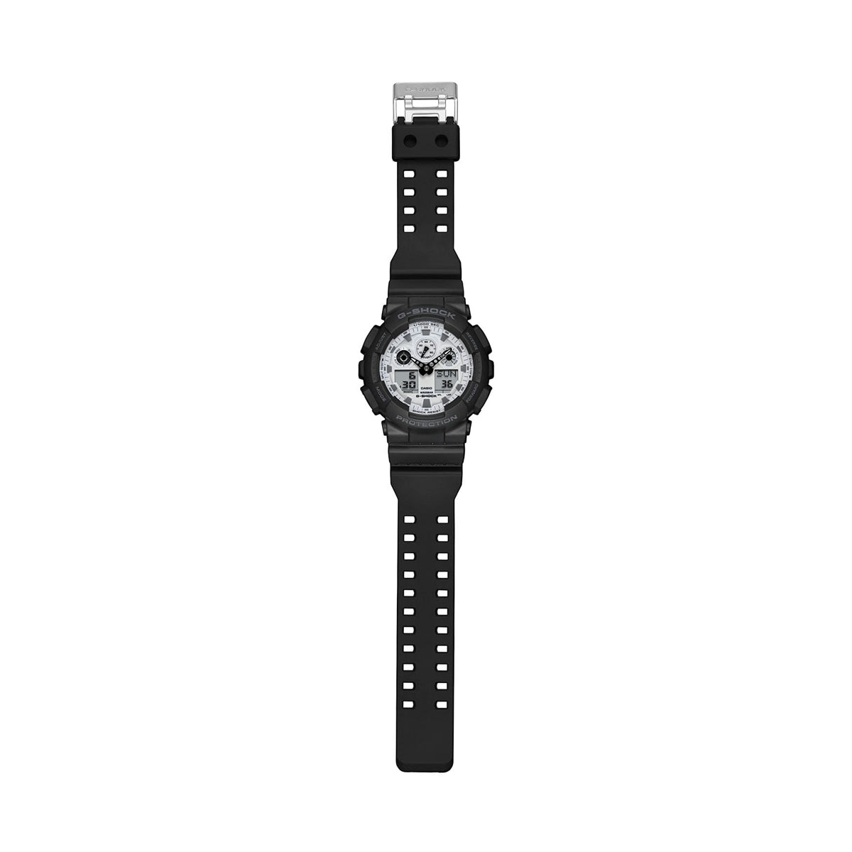 CASIO G-SHOCK GA-100WD-1AER Oversize-Uhr in Schwarz und Brilliant White – Seitenansicht