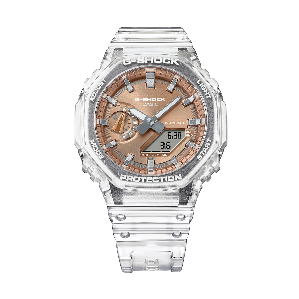 CASIO G-SHOCK Bright Metallic Rose Gold GA-2100BM-7A5ER Armbanduhr – Seitenansicht