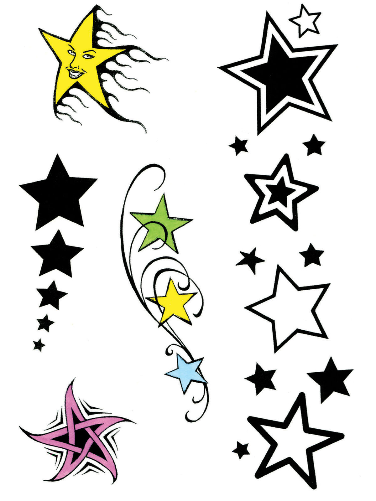 Rubies Star Theme Tattoos mit Sternmotiv