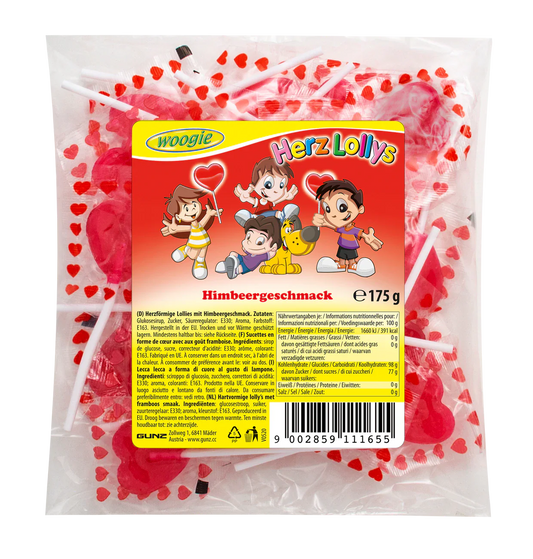 Woogie Herzlolly's mit Himbeergeschmack 175g