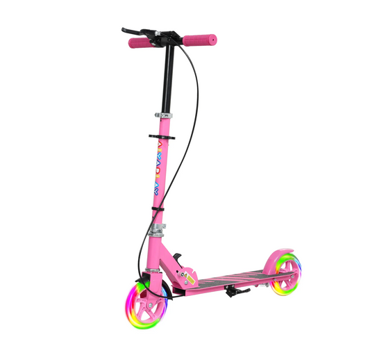 Kinderroller AIYAPLAY – Faltbar, Doppelte Bremsen, Metallrahmen Rosa – Produktansicht
