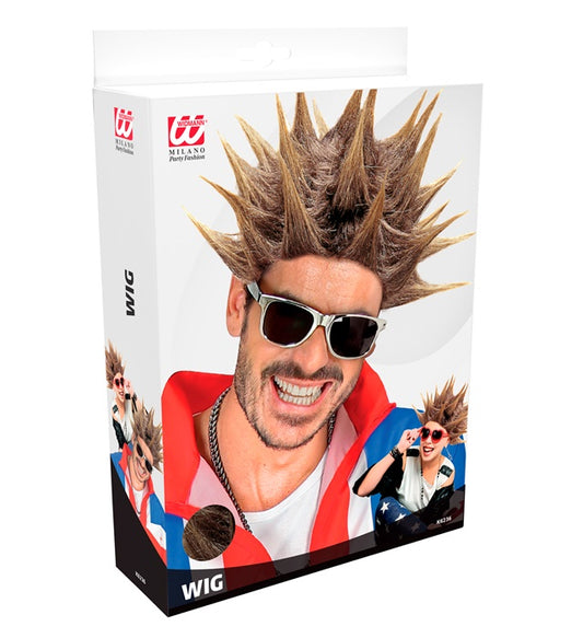 Punk-Perücke mit Irokesenschnitt in auffälligem Stil für Fasnacht und Karneval