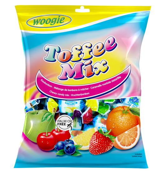 Woogie Kaubonbons Toffee Mix 160g gemischte Kaubonbons mit Fruchtgeschmack – Produktansicht