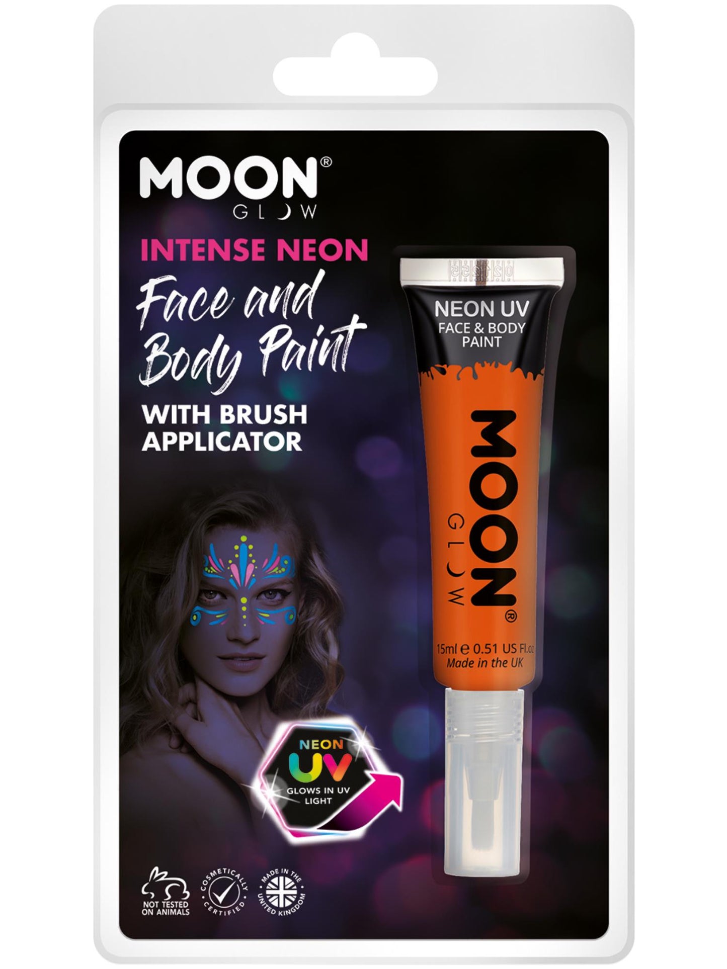 Smiffys Moon Glow Intense Neon UV Face Paint, Orange CD für Unisex