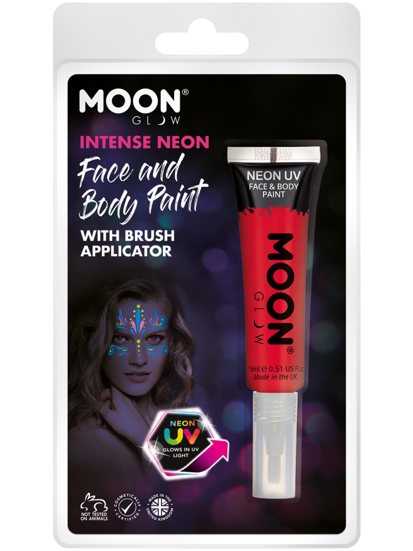 Smiffys Moon Glow Intense Neon UV Face Paint, Red CD für Unisex