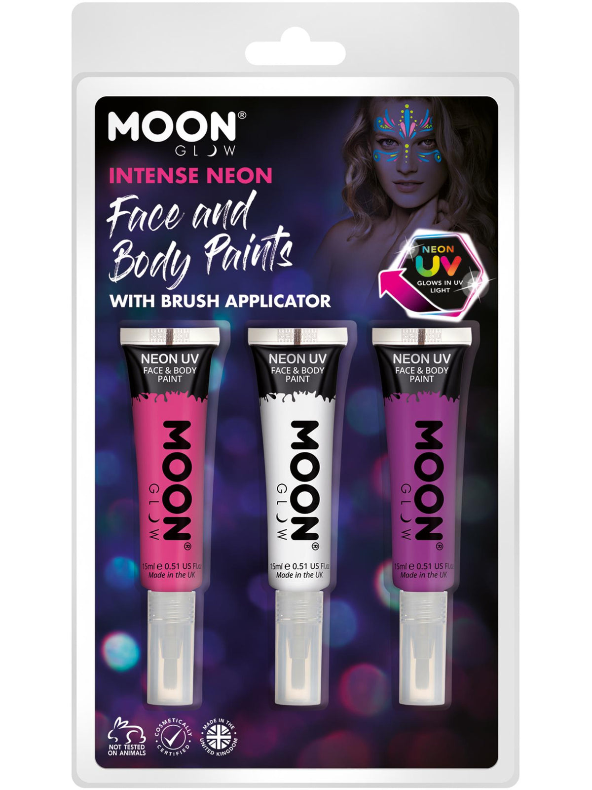 Smiffys Moon Glow Intense Neon UV Face Paint and Brush, CD für Unisex