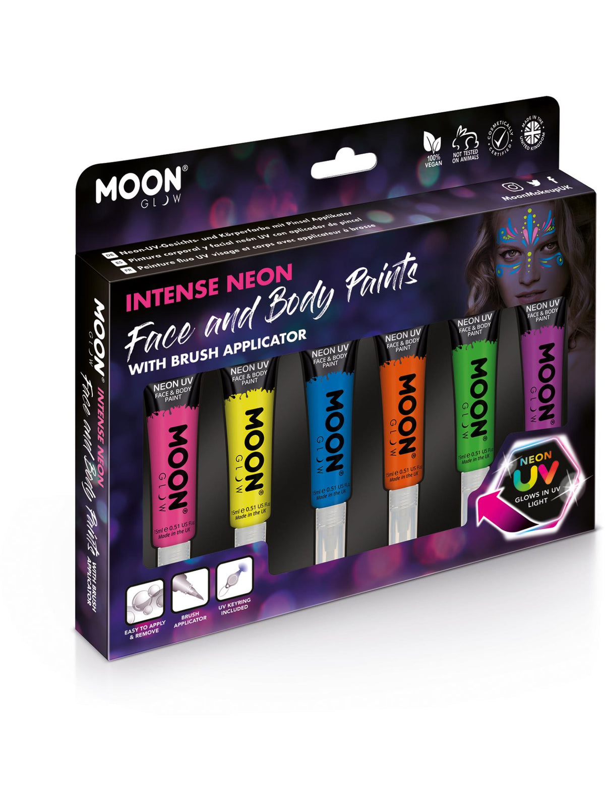 Smiffys Moon Glow Intense Neon UV Face Paint, Assorted CD für Unisex