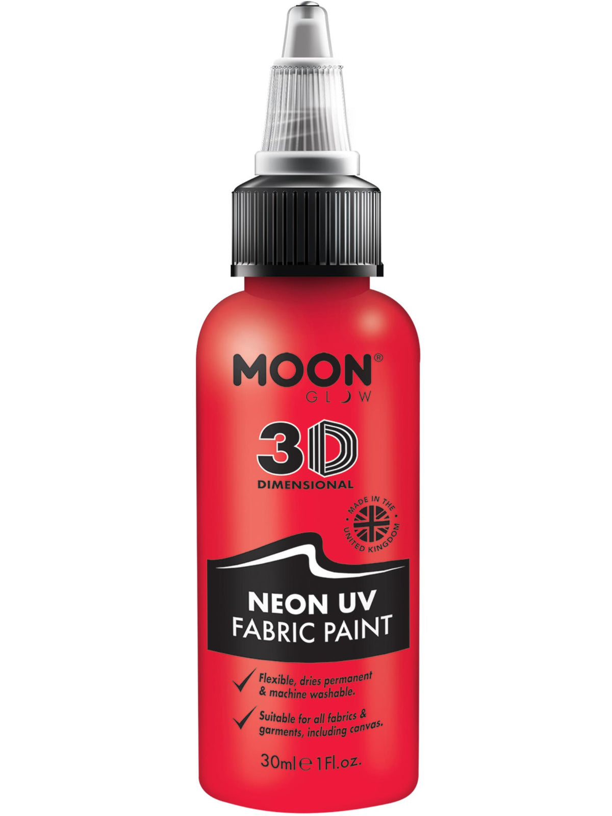 Smiffys Moon Glow - Neon UV Intense Fabric Paint, Red CD für Unisex