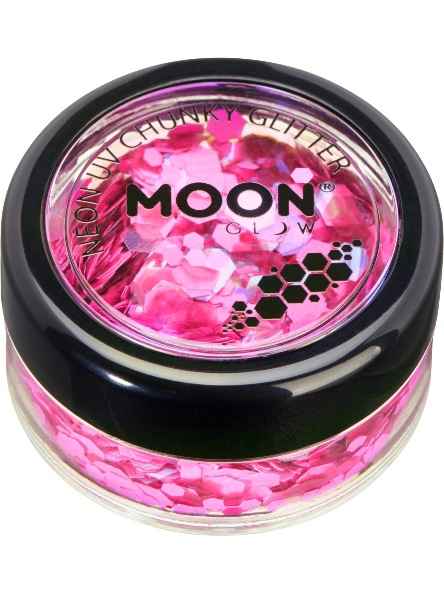 Smiffys Moon Glow - Neon UV Chunky Glitter, Hot Pink CD für Unisex