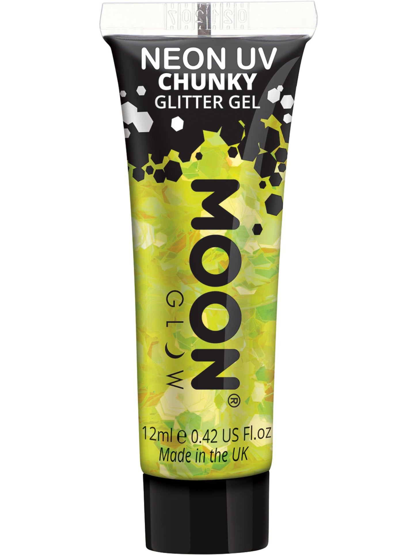 Smiffys Moon Glow - Neon UV Chunky Glitter Gel, Yellow CD für Unisex