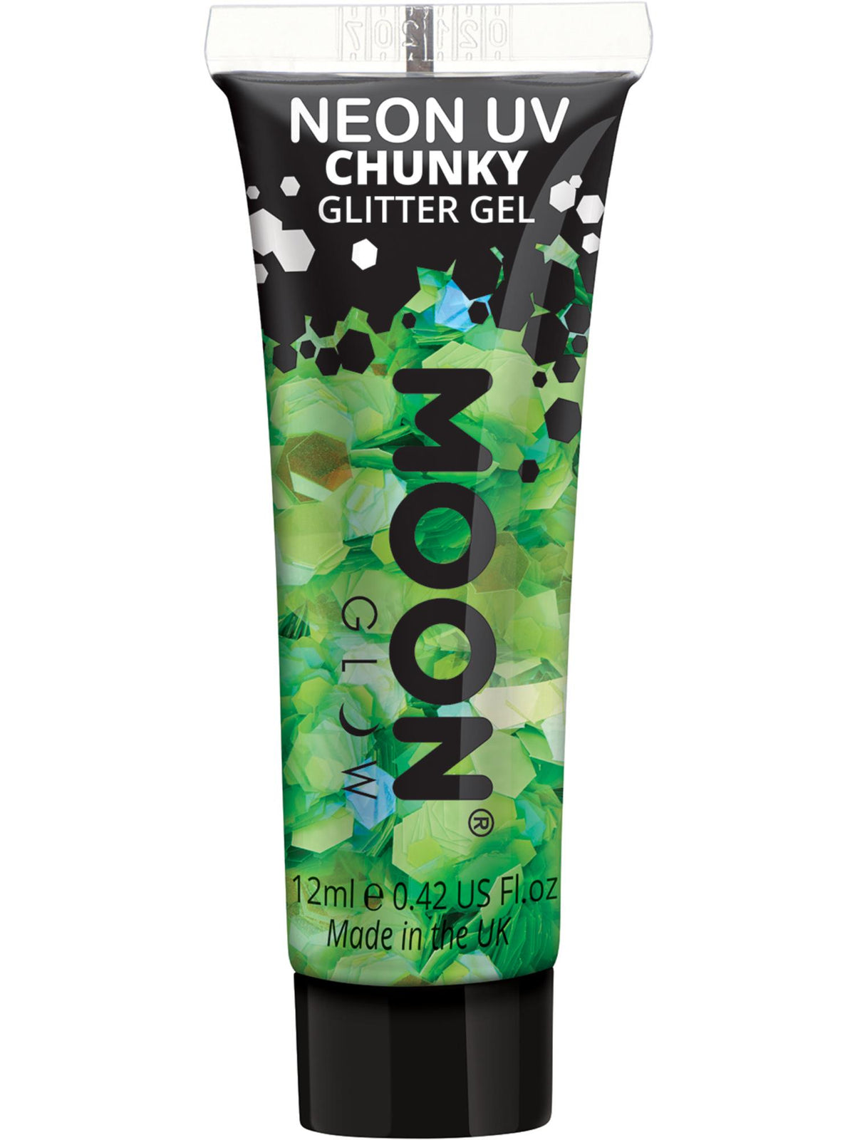Smiffys Moon Glow - Neon UV Chunky Glitter Gel, Green CD für Unisex