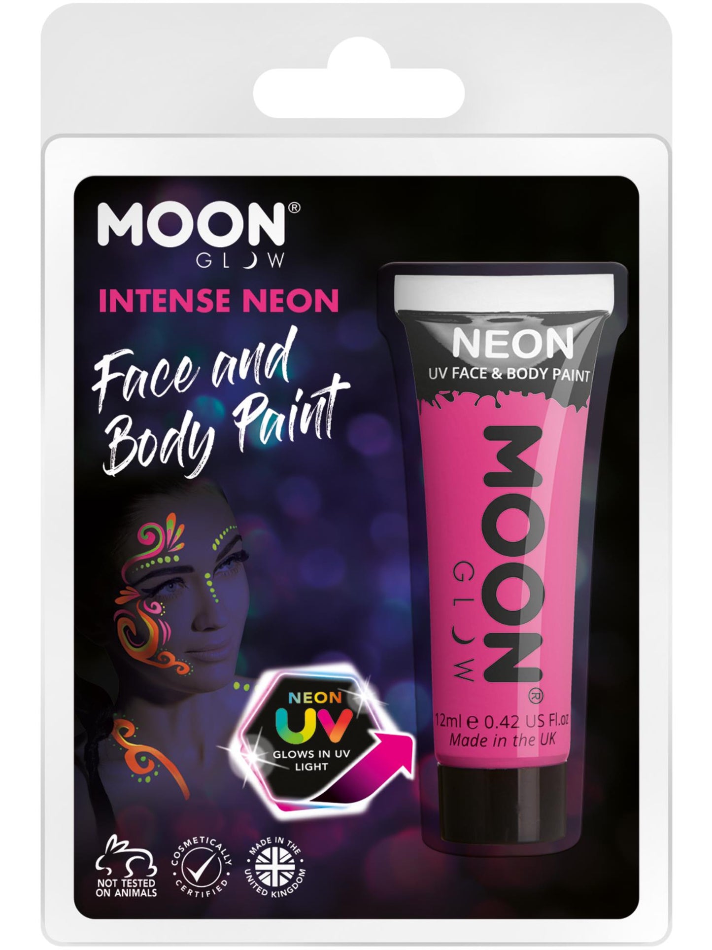 Smiffys Moon Glow Intense Neon UV Face Paint, Intense Pink CD für Unisex