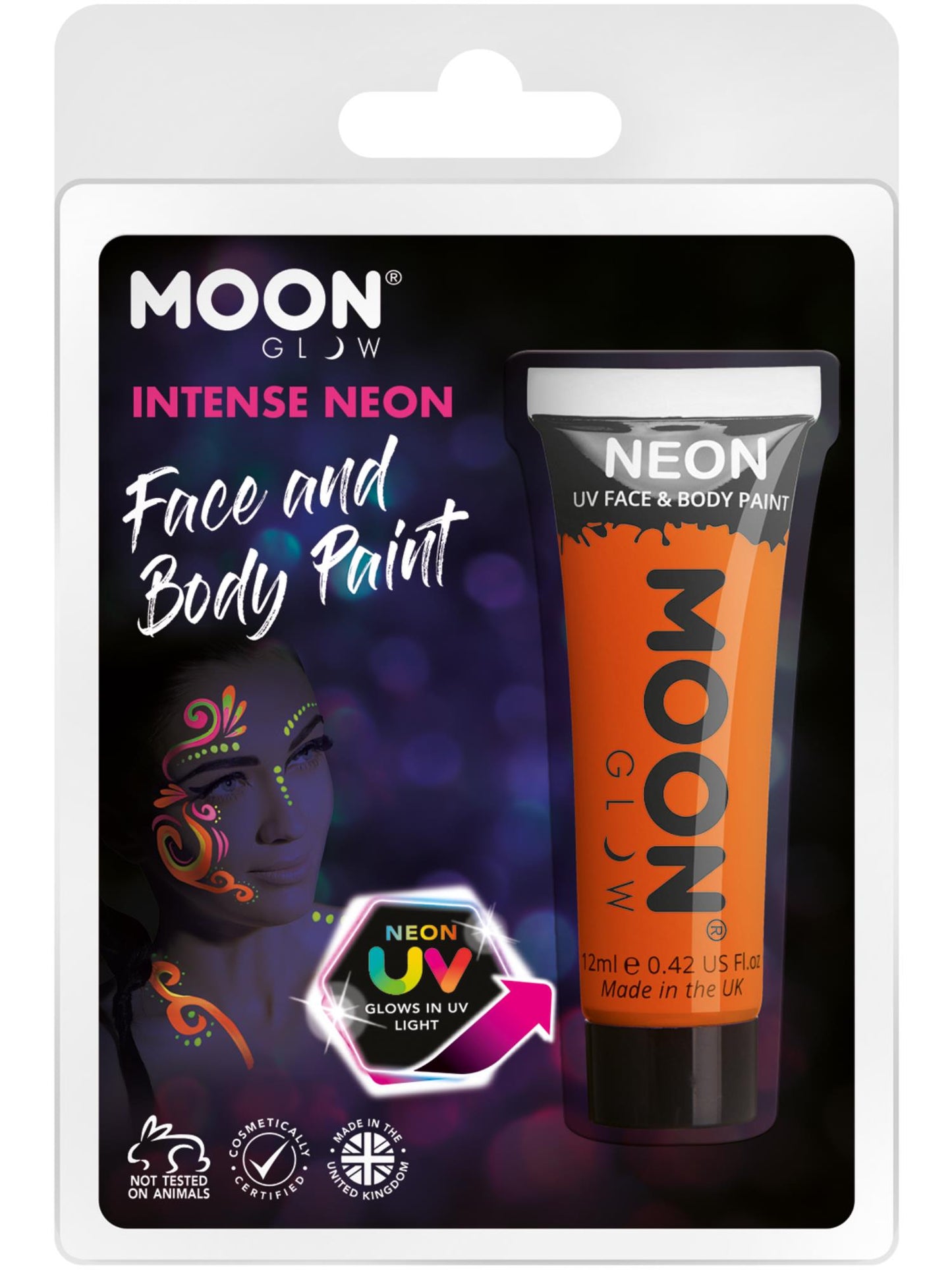 Smiffys Moon Glow Intense Neon UV Face Paint, Intense Oran CD für Unisex